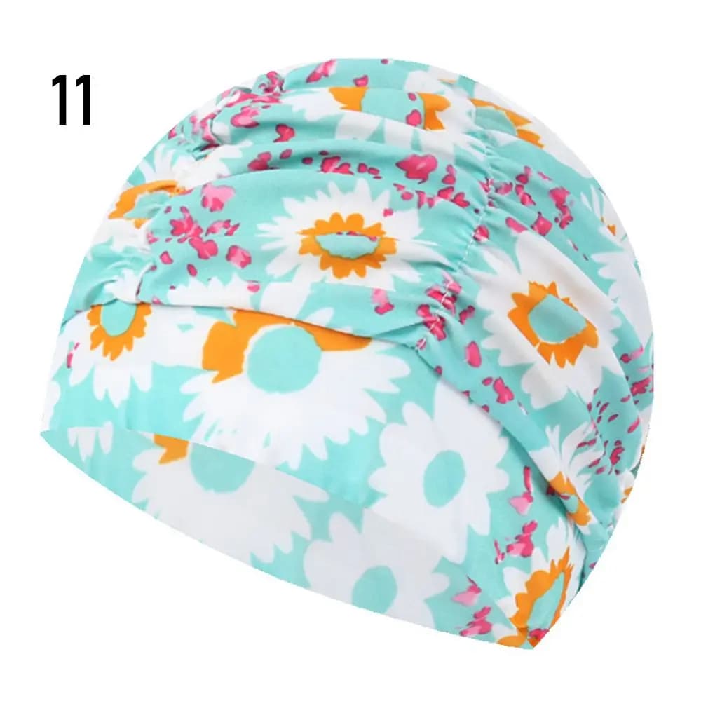 Sports accessories: Elastic Nylon Swimming Head with Earrings, Long Hair Protection