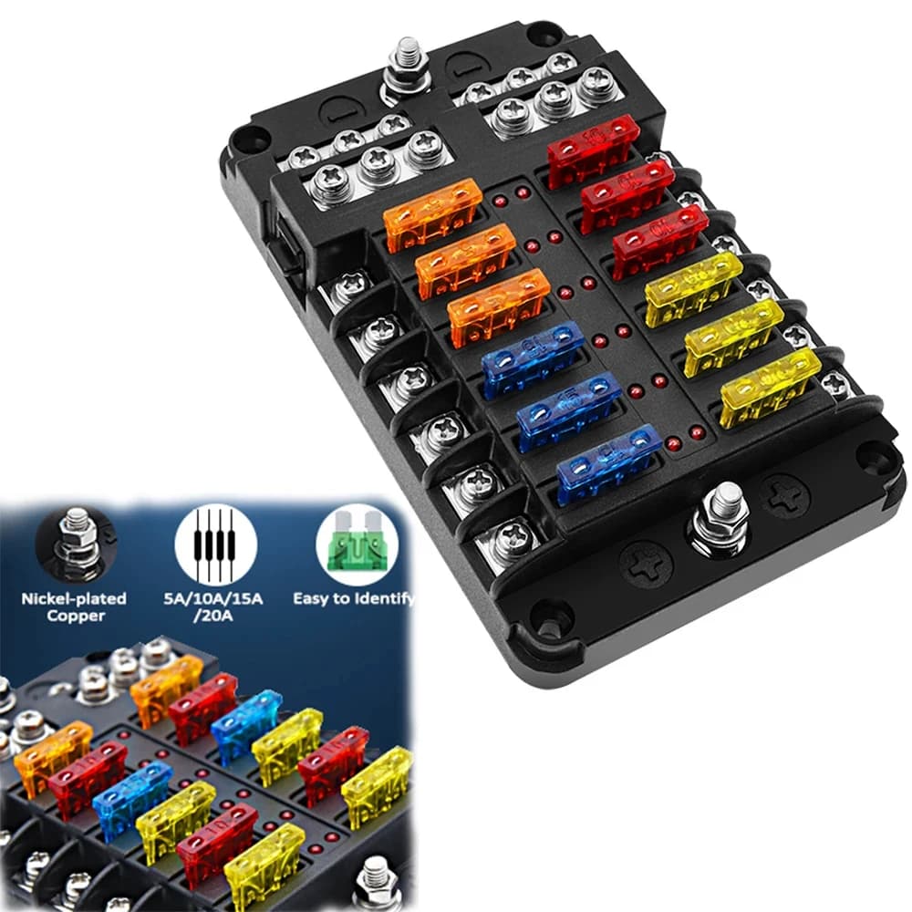 12-24V blade fuse holder for car and boat with plastic cover for motorhome power panel