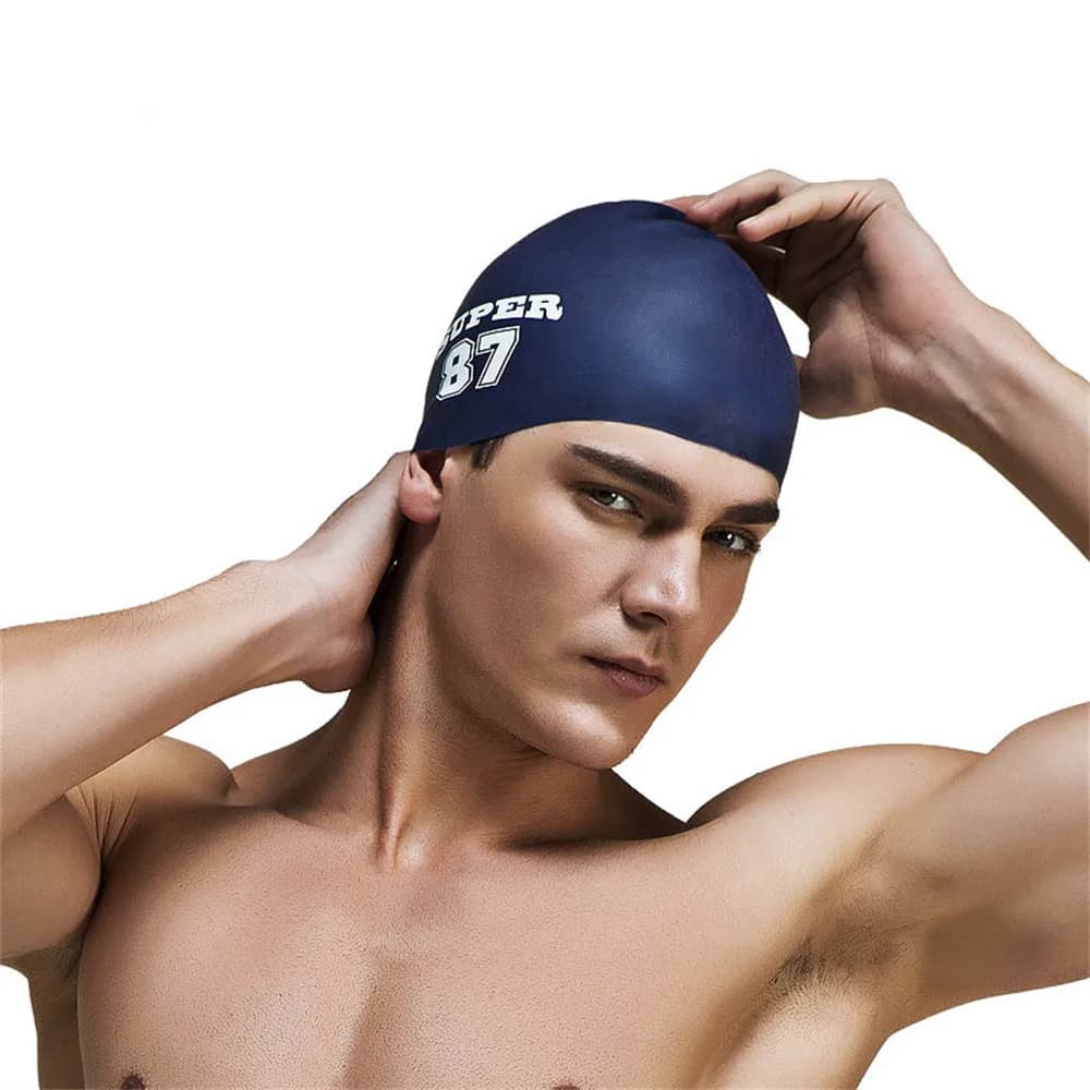 Printed light silicone swimming head, waterproof swim head, elastic, for water sports, beach holidays