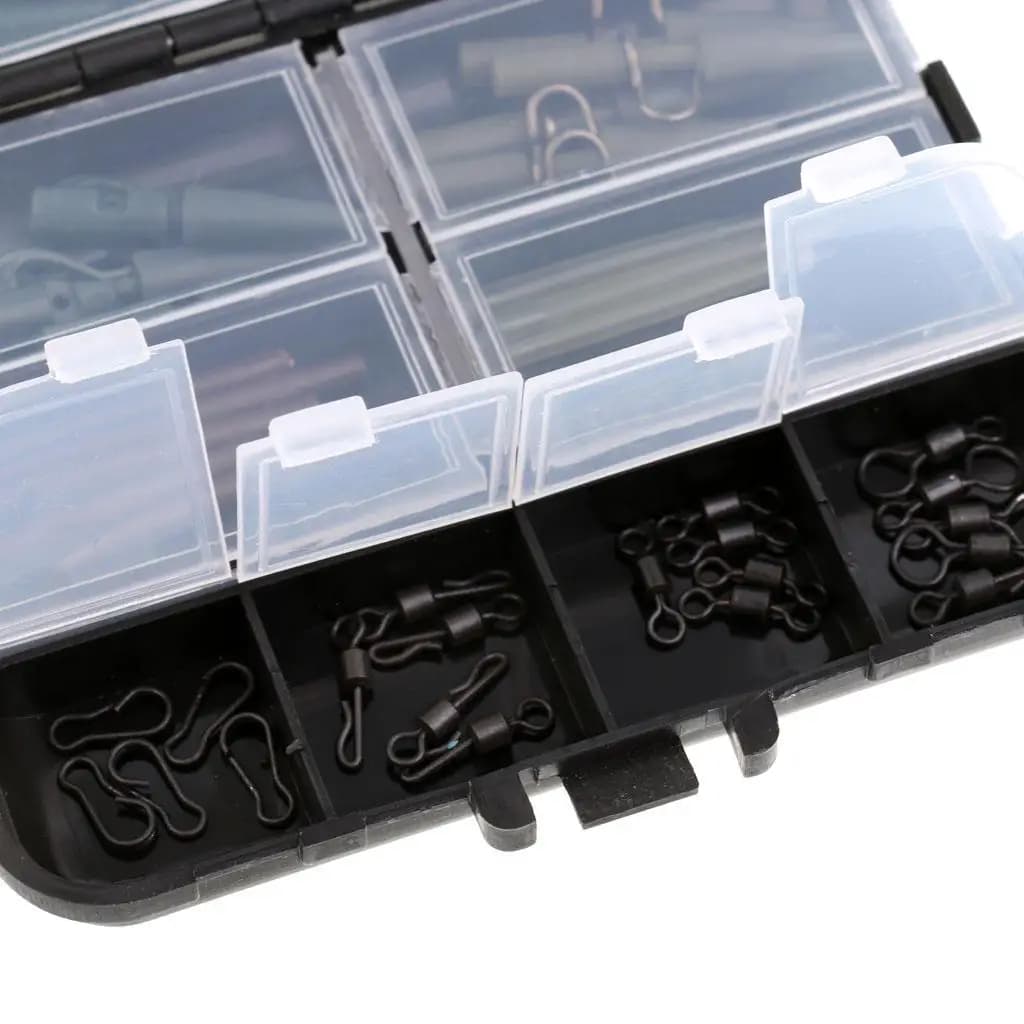 Set di Accessori per la Pesca alla Carpa con Varie Attrezzature, Clip e Girelle, Scatola Porta Attrezzi per Pesca in Mare, Fiume e Stagno