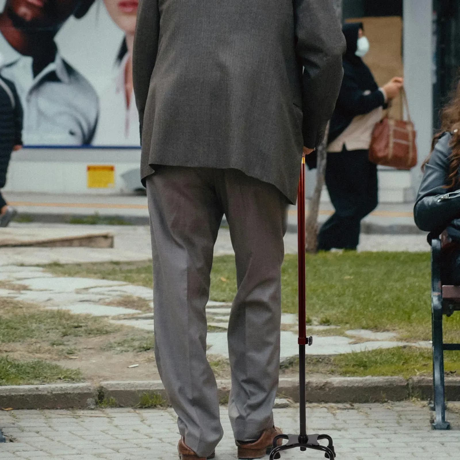 Bastone da Passeggio in Lega di Alluminio Staccabile per Anziani, Regolabile e Antiscivolo, per Escursionismo e Arrampicata