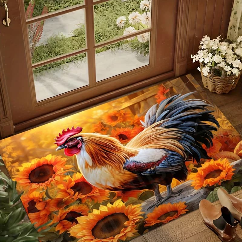 Tappetino da cucina con motivo gallina, decorazioni per la casa, tappeti da cucina in stile rustico, decorazioni per il bagno, tappetino antiscivolo.