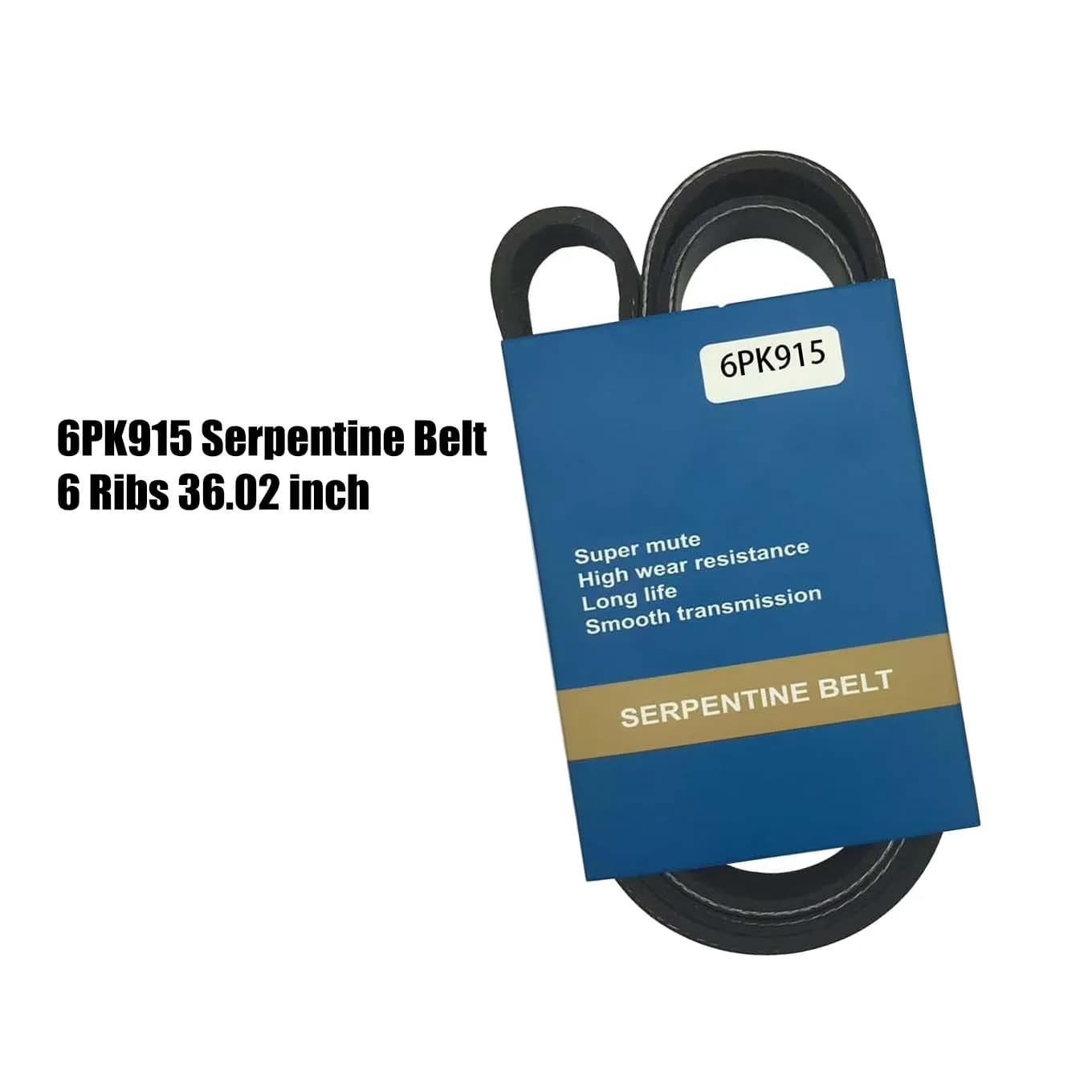 6PK915 Serpentine Belt 6Ribs 36.02inch for Corolla2009-2013 Cooper2007-2010 Beetle 2002-2004 Golf 2002-2004 Jetta 1999-2004 EPDM
