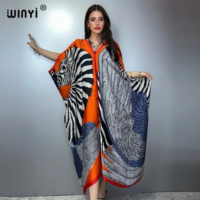 WINYI summer hood African beach dress Femme Robe woman Muslim beach dresses coastline evening dress abaya dubai luxury