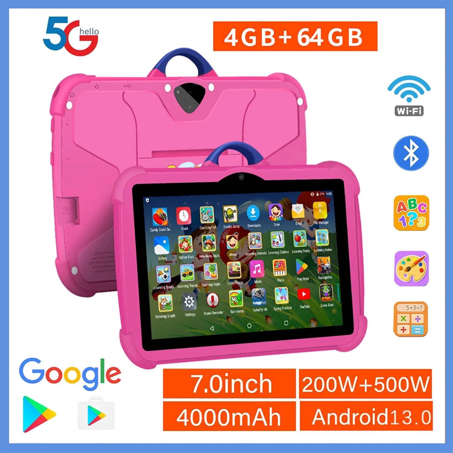 New 5G WiFi Children Tablet 7 Inch Google Learning Education Quad Core 4 GB of RAM 64 GB of Cheap Simple Tablet Pc children's favorite