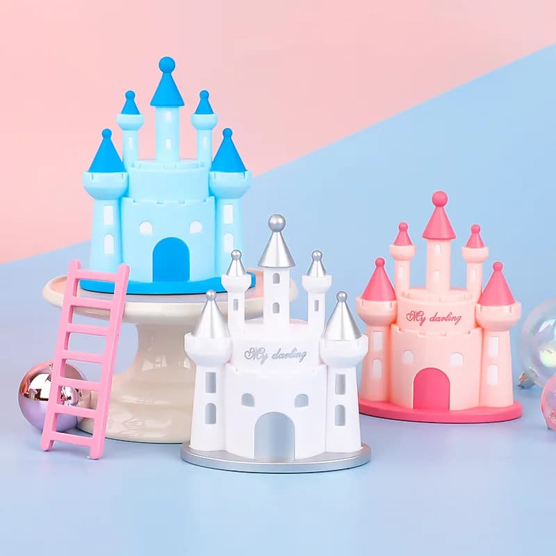 Topper per torta castello 3D rosa blu Decorazione per torta per festa di compleanno per ragazza ragazzo Topper per torta per festa a tema principessa principe fiaba
