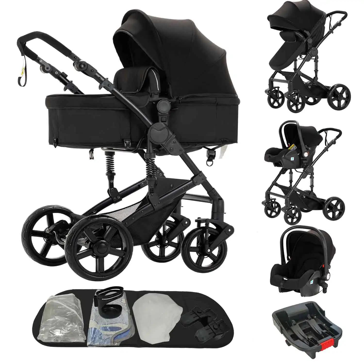 Passeggino 3 in 1 con Seggiolino Auto, Leggero e Pieghevole, Carrozzina da Viaggio Portatile per Neonati, Porta Bebè, Passeggino