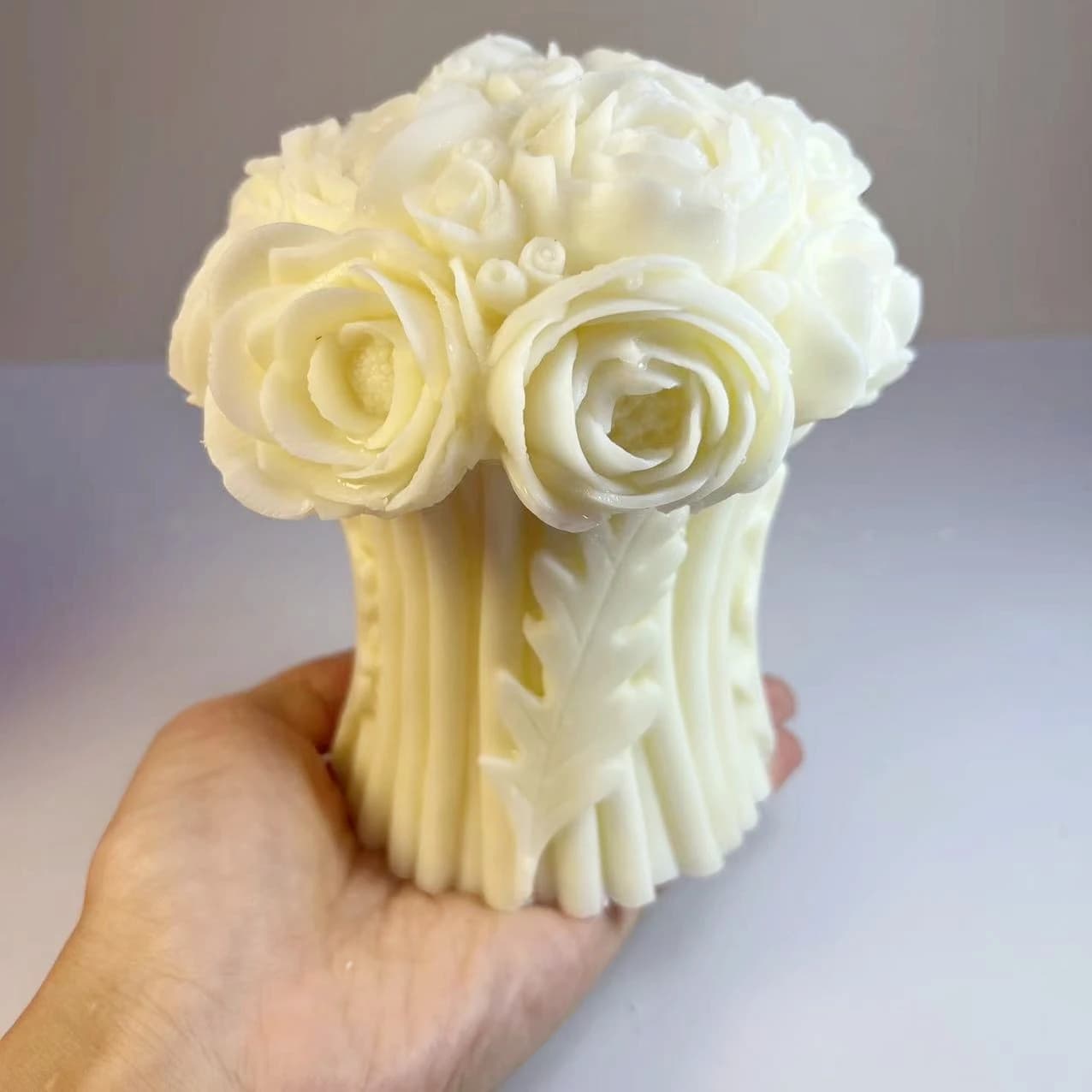 Stampo in silicone per candela bouquet di peonia grande fai-da-te Stampo in silicone per torta di peonia al cioccolato Stampo in resina per decorazione di nozze bouquet di rose