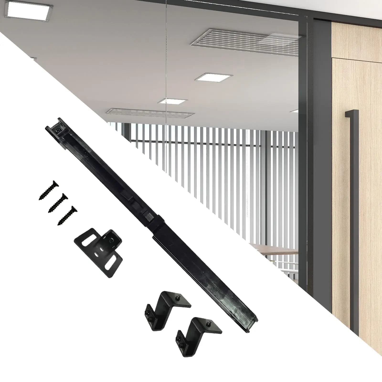 Barn Door Sliding Kit Soft Close Mechanism Hole Free Steel Stoppers Durable PVC Material Easy Install for Home
