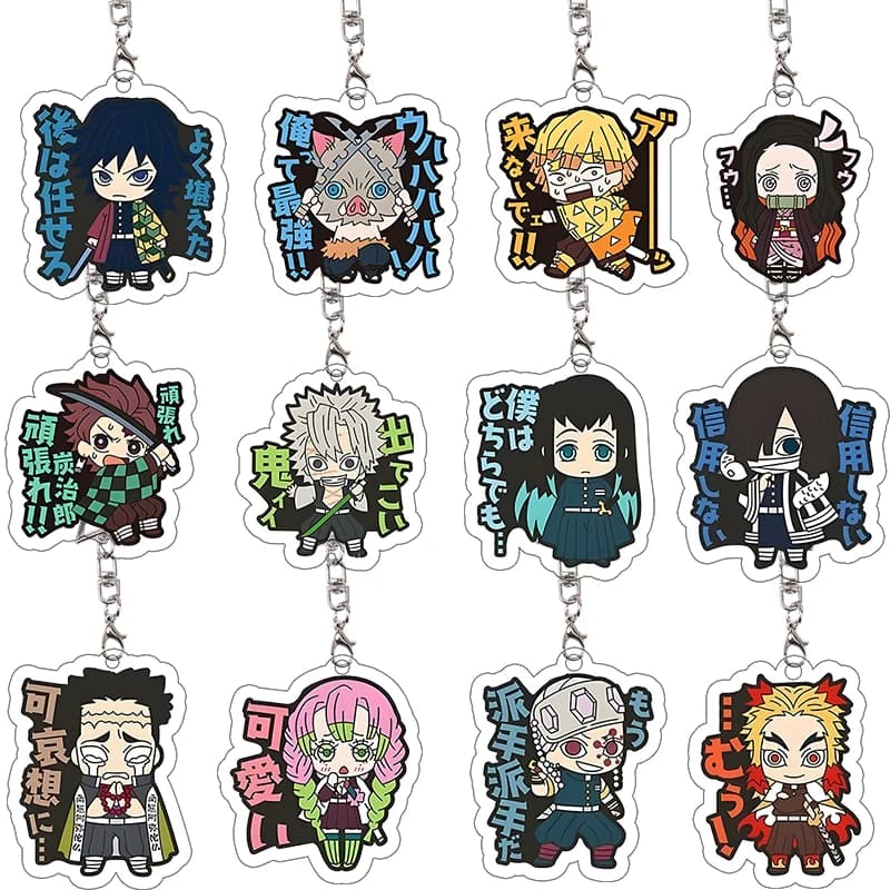 Demon Slayer Characters Acrylic Keychain Set Muzan Rui Akaza Daki Gyutaro Chibi Charm Kimetsu No Yaiba Villain Bag Pendant Gift