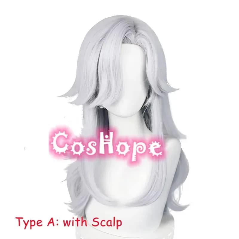 Cyno 62 cm Parrucca lunga argento bianco Anime Cosplay Parrucche sintetiche resistenti al calore Halloweenx;3,v'6.f;9,