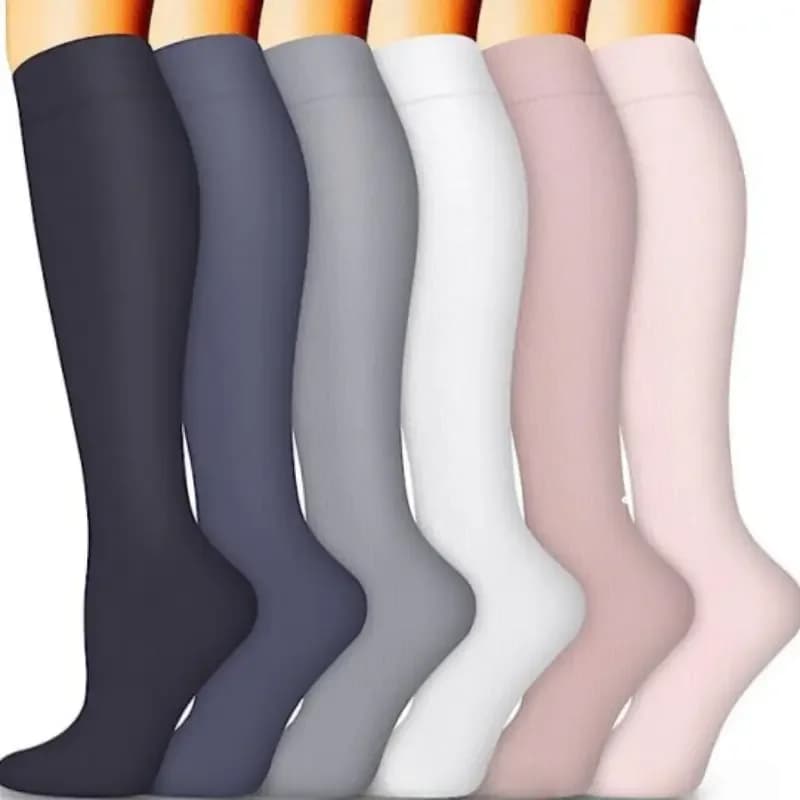 6 Pairs Versatile Multicolor Compression Socks, Breathable and Athletic for Runners, Comfortable Summer Daily Wear for Women & Men