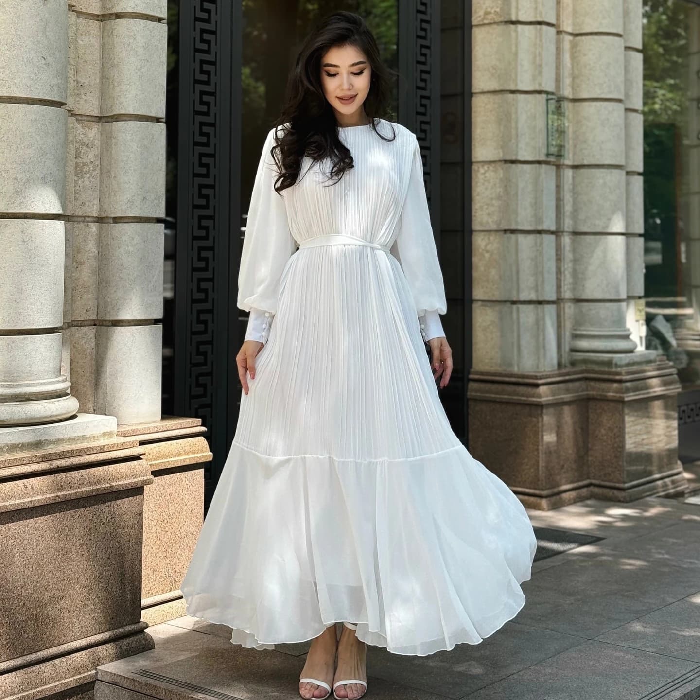 Eid Vestito Da Partito A Pieghe Donne Musulmane Abaya Solido Lace-up Marocco Dolce Caftano Robe Abaya Dubai Longue Abiti Largos Ramadan