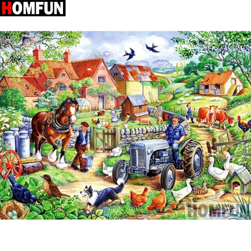 HOMFUN Pieno Quadrato/Rotondo Trapano 5D Pittura Diamante FAI DA TE "Paesaggio del Personaggio" Ricamo Punto Croce 5D Complementi Arredo Casa A09296