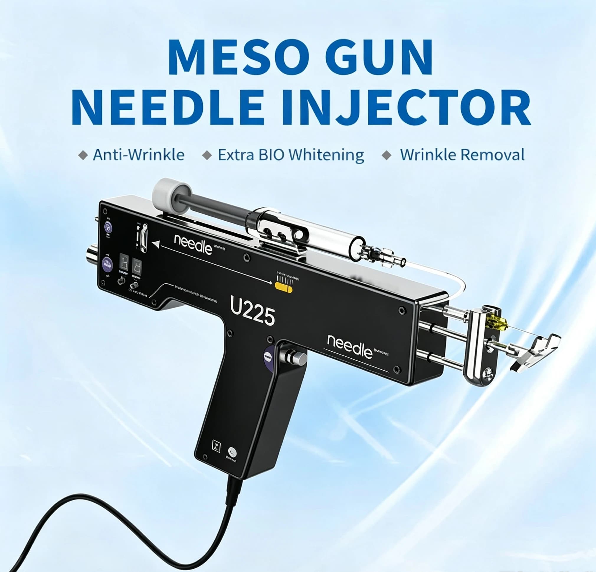 U225 PRP Meso Gun Needle Injector Portable Scalp Hair Mesotherapy Gun Facial Lifting Skin Rejuvenation Water Light Machine