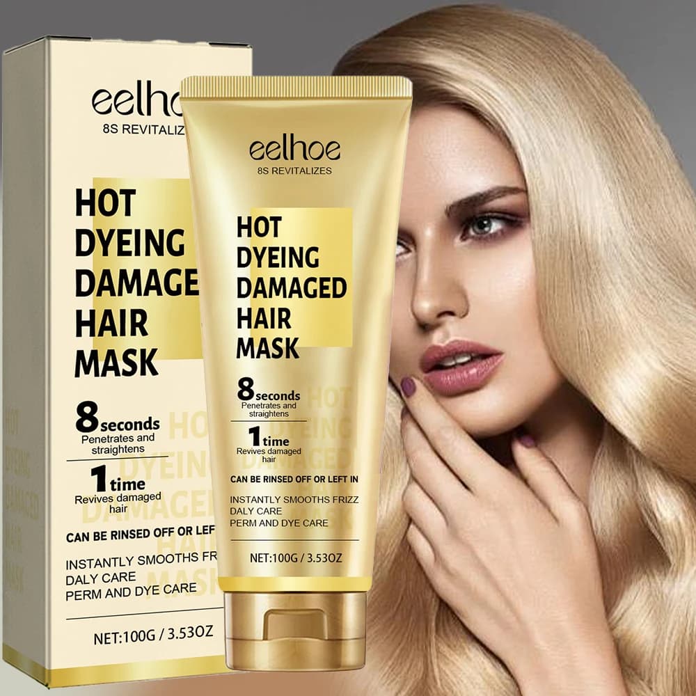 Maschera per Capelli alla Cheratina con Tintura a Caldo, Riparazione Rapida, Idratante per Capelli Secchi e Crespi, Trattamento Naturale Lisciante per il Cuoio Capelluto