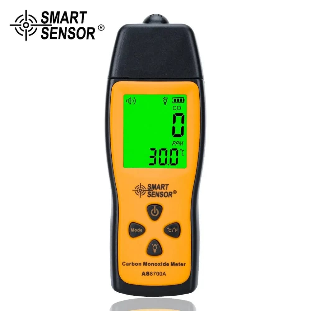 SMART SENSOR AS8700A Rilevatore di monossido di carbonio portatile Misuratore di CO da 1000 ppm Allarme sonoro e luminoso LCD Tester di gas CO ad alta precisione