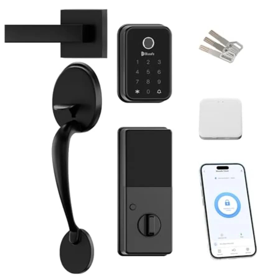 Fingerprint Door Lock Smart Locks for Front Door Keyless Entry Door Lock Handle Set Electronic Keypad Deadbolt with Lever Easy