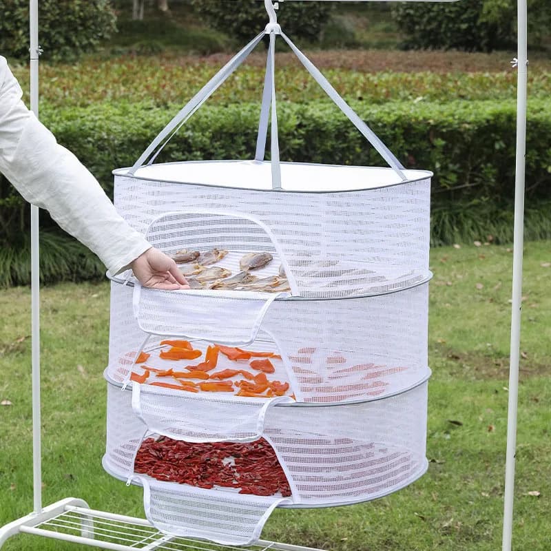 Stendibiancheria da balcone, rete pieghevole per asciugare carne, verdure, frutta secca, a prova di mosche e insetti.