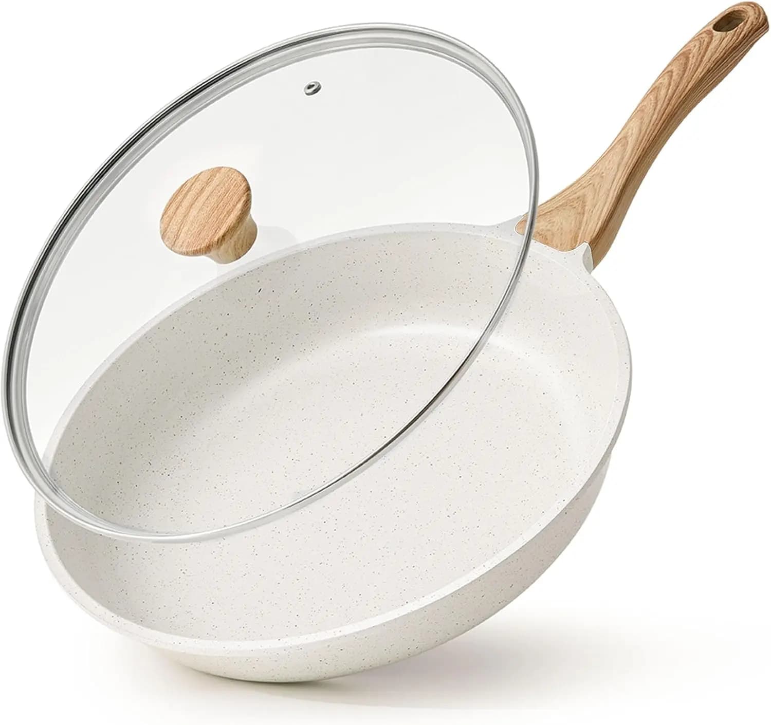 Padella Antiaderente in Ceramica da 11 Pollici con Coperchio, Compatibile con l'Induzione, Sana e Facile da Pulire