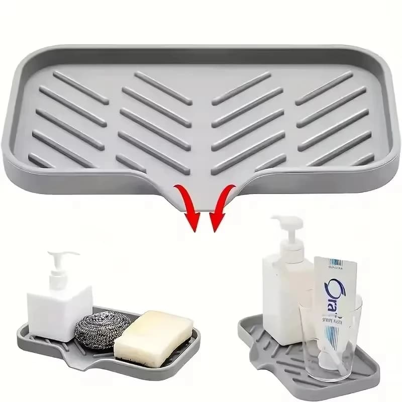 Nuovo Tappetino in Silicone per Rubinetto, Vassoio per Lavello da Cucina, Dispenser Sapone, Tappetino Drenante per Spugne, Tappetino Anti-Schizzi per Lavello, Vassoio Portaoggetti da Piano di Lavoro