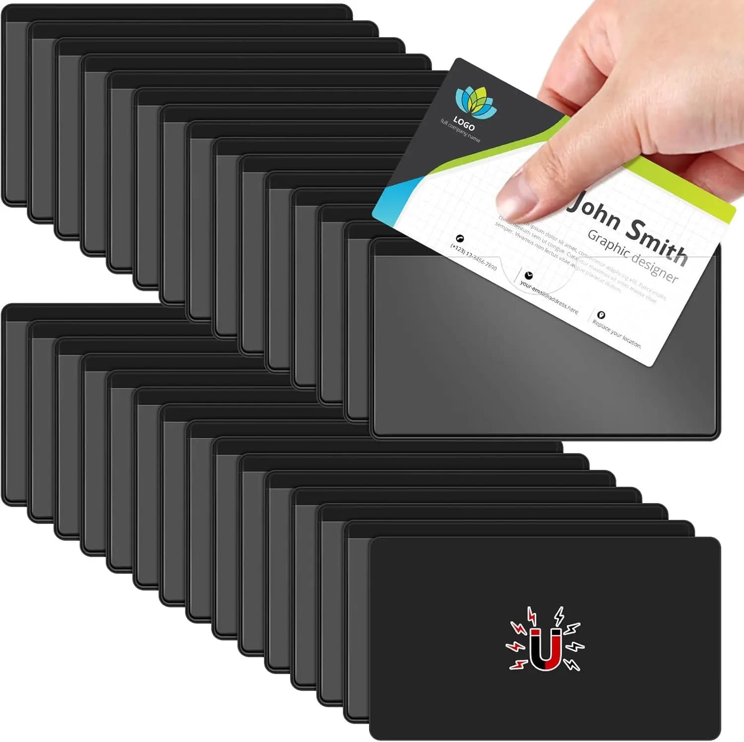 30 supporti magnetici per etichette per scaffali, lavagne e uso in ufficio - Design trasparente nero