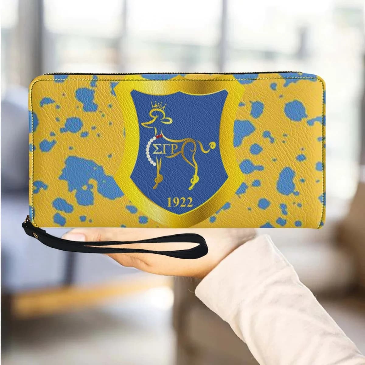 Sigma Gamma Rho Leather Wrist Wallet Cute Animal Poodle Print High Quality Coin Purse Long Zipper Money Pouch Slim Card Holder