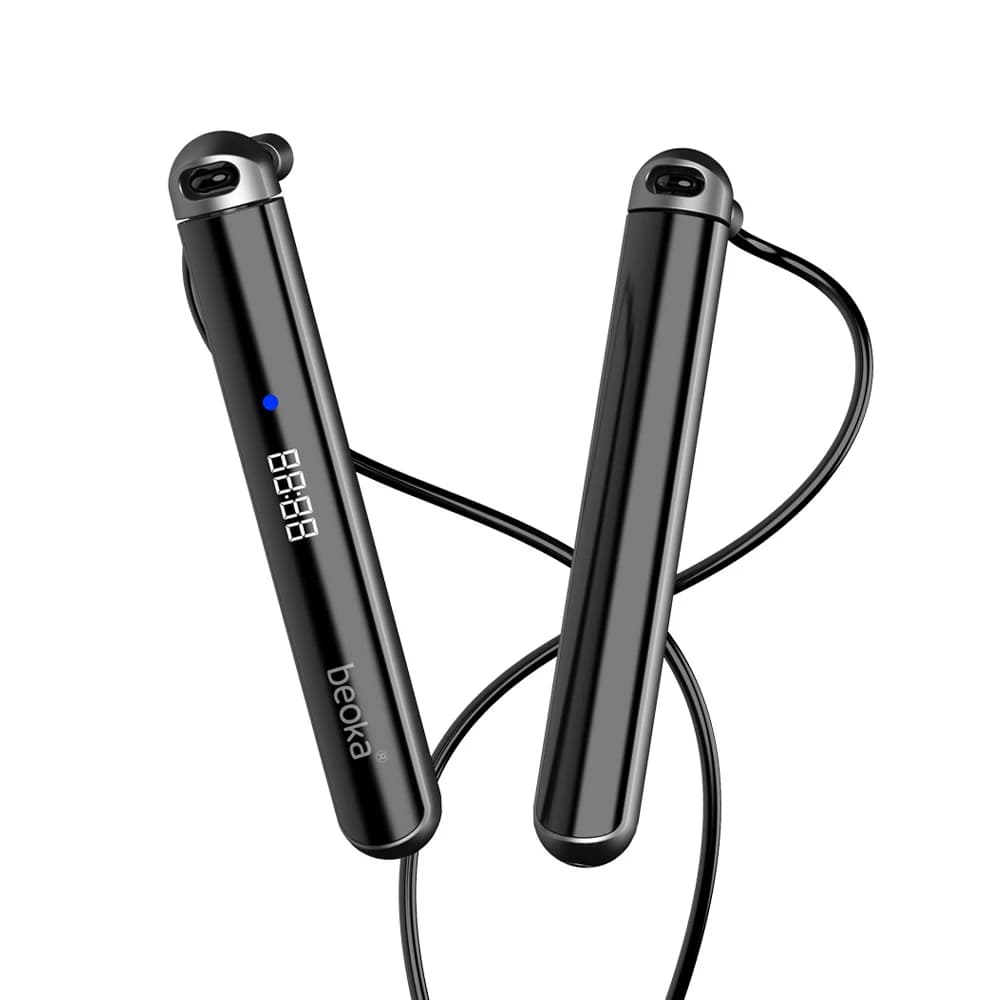 Electronic wireless meter for jumping, long handle, digital wireless display, weighted cable, steel wire, rubber, metal