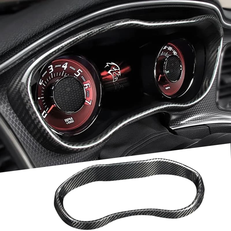 Copertura del telaio degli strumenti interni del cruscotto in fibra di carbonio rigida per Dodge Challenger SRT 2015-2023 Accessori Carbon Stylings