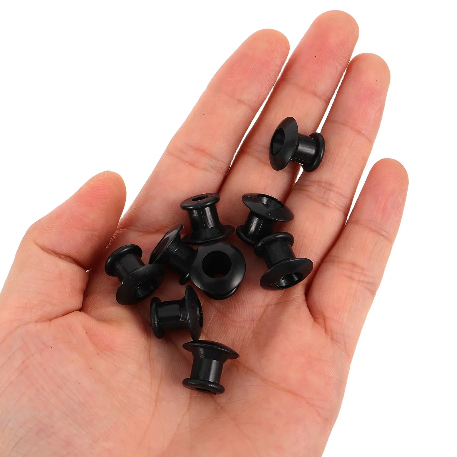 100Pcs Guitar Strap Buttons Black Plastic Mushroom Head End Pins for Acoustic Electric Bass Ukulele Banjo Replacement Strap