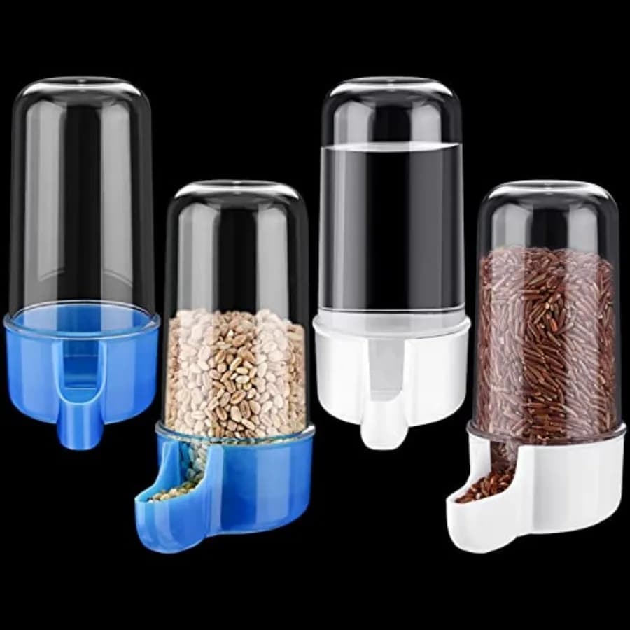 Set di 4 Abbeveratoi Automatici per Uccelli, Dispenser d'Acqua per Gabbie, Accessorio per Abbeveratoio per Criceti, Bottiglia per Bere