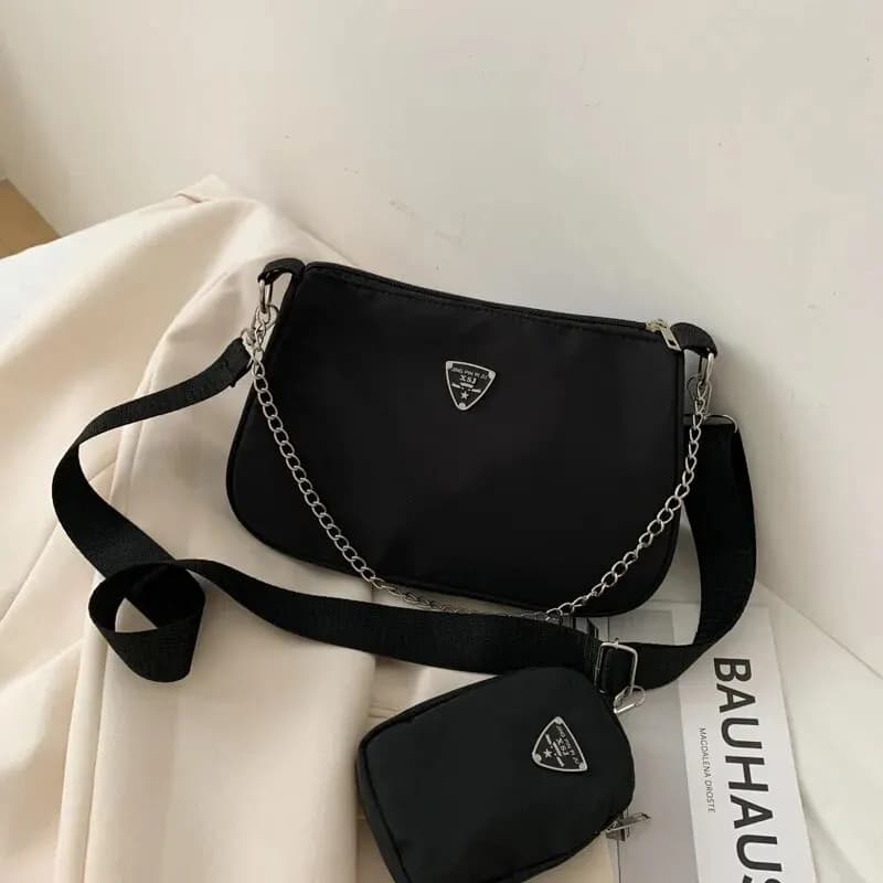 Nylon Shoulder Bag for Women, Casual Laptop Bag to Wear Under Arm, Student Shoulder Bag