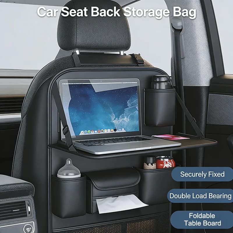 Borsa portaoggetti per sedile auto, resistente all'usura, impermeabile, anti-urto, universale, con 6 tasche, organizer per sedile posteriore auto, porta fazzoletti e portabicchieri