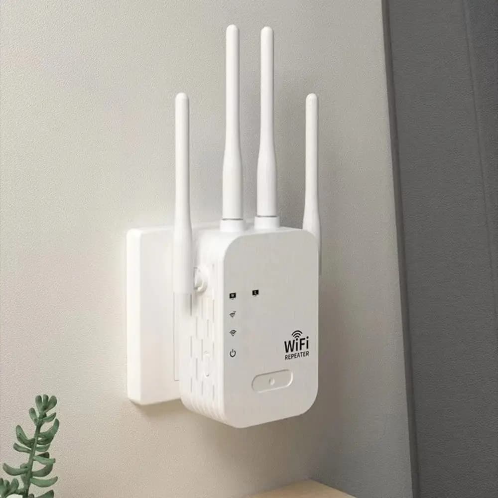 Ripetitore WiFi Anti-interferenza con 4 Antenne, Amplificatore di Segnale WiFi ad Alta Velocità e Stabile, Dissipazione del Calore, Dual Band per Casa
