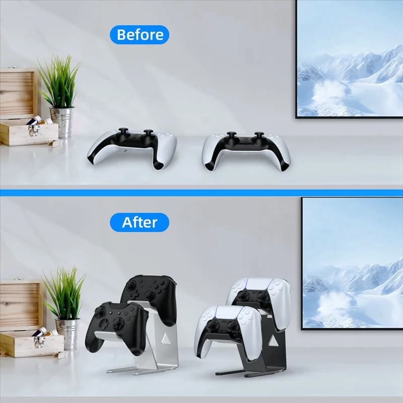 JYS Maniglia universale Staffa di archiviazione da tavolo Supporto in alluminio a 2 livelli per accessori da gioco per PS5/PS4//Switch A