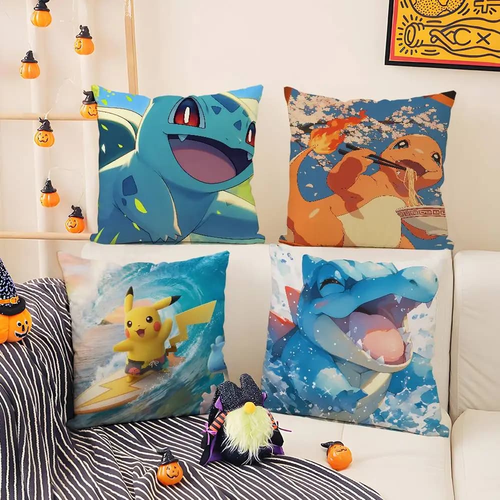Pokemon Leafeon Anime Plush Pillow Cover Soft Short Plush Cushion Cover For Sofa Bedroom Living Room Home Decor Gift