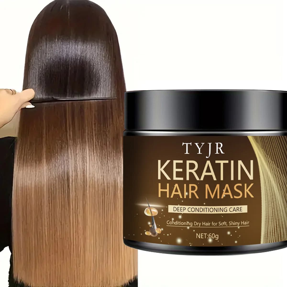 Maschera per capelli alla cheratina Maschera professionale per la cura dei capelli Maschera per riparazioni profonde adatta a tutti i tipi di capelli | Borsa da viaggio piccola/60G