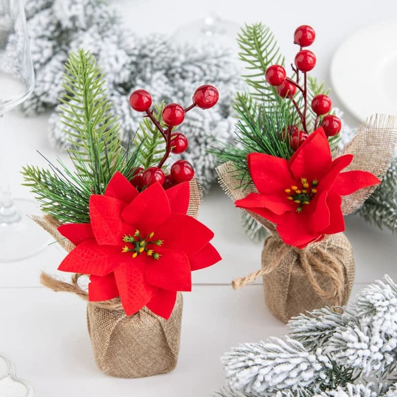 Artificial Plants Flowers Hot Sale Home Holidays Party Outdoor Garden Wedding Decorations Christmas Tree Potting Vases DIY Gifts
