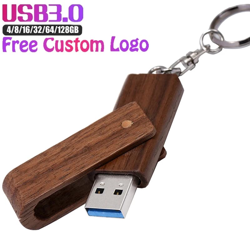 Chiavetta USB 3.0 ad alta velocità JASTER Memory Stick in legno da 128 GB Portachiavi gratuito da 64 GB Chiavetta USB da 32 GB Logo gratuito Disco U da 16 GB 8 GB 4 GB