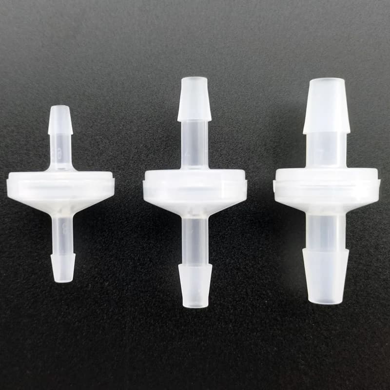 Valvola di ritegno in plastica PP da 1/8 "3/16" 1/4 "Valvola di non ritorno/Valvola unidirezionale per gas Aria Liquido Acqua Fluidi Valvola Bassa pressione di apertura