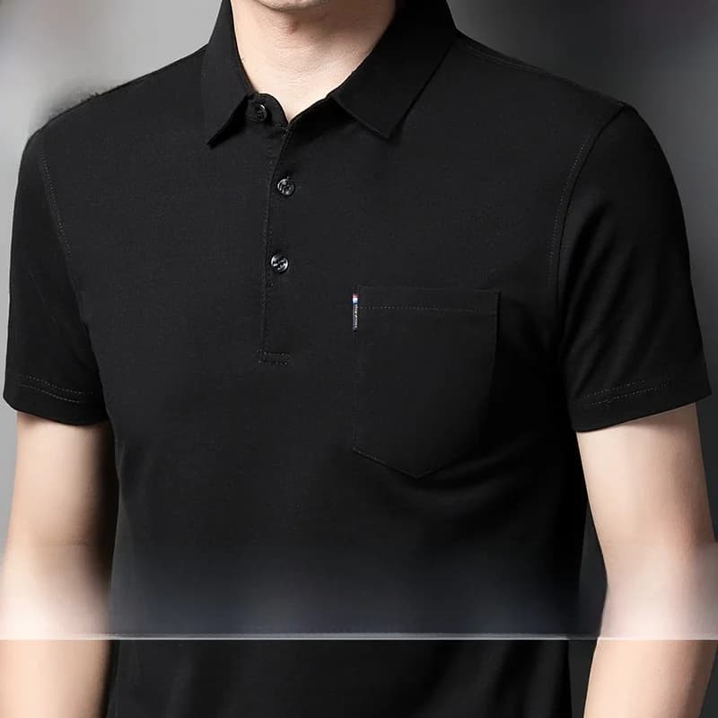 Loose Fit Pure Cotton Short Sleeve Men's T-Shirt with Pocket Business Casual Style Comfortable Breathable Summer Shirt