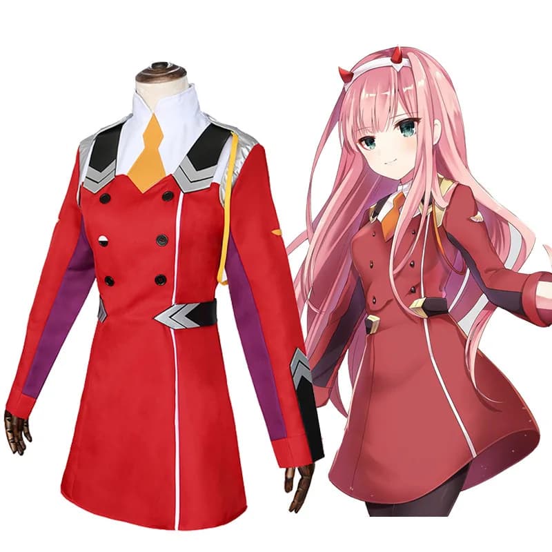 Cosplay Costumes Anime DARLING in The FRANXX Zero Two 02, Uniform Red Dress for Girls, Women's Costume for Halloween and Carnival