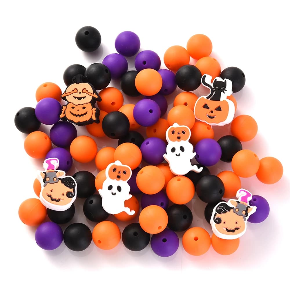 40 pezzi di perline in Silicone per bambini di Halloween perline rotonde per dentizione Set di perline per uso alimentare per collana ciuccio catena giocattoli materiale