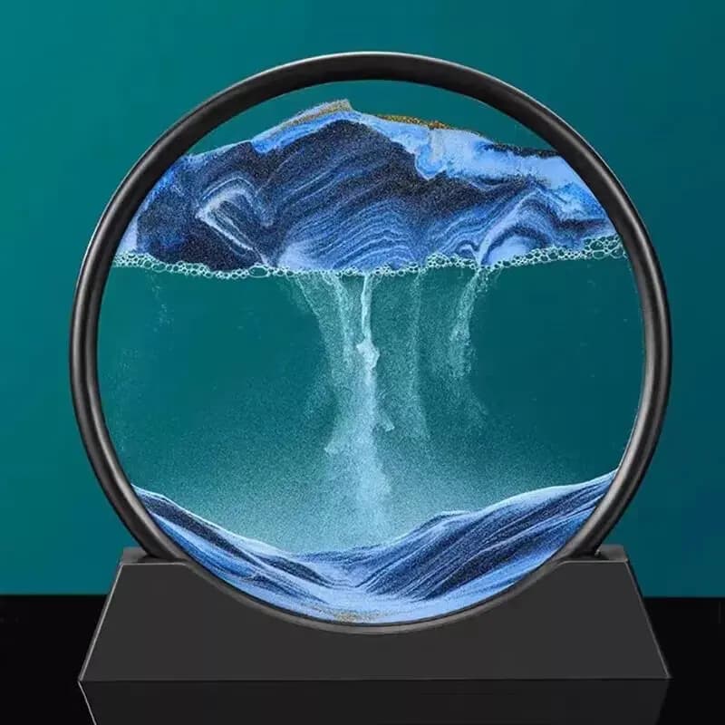 7/12 "3D Moving Sand Art Picture Ornaments Round Glass Deep Sea Sandscape Flowing Sand Craft Decoration Exquisite Festival Gifts