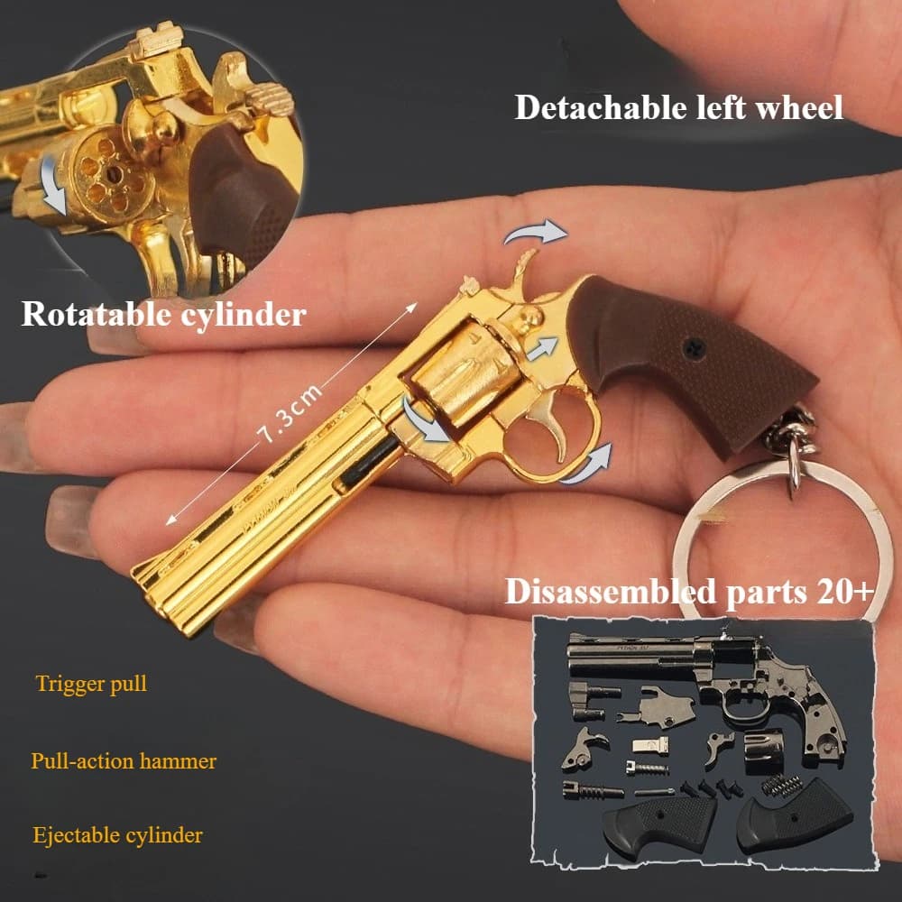 1:3 Staccabile Mini Pistola In Metallo Modello Revolver Lega Piccolo Ciondolo Portachiavi Piccolo Regalo da Uomo Giocattolo di Decompressione