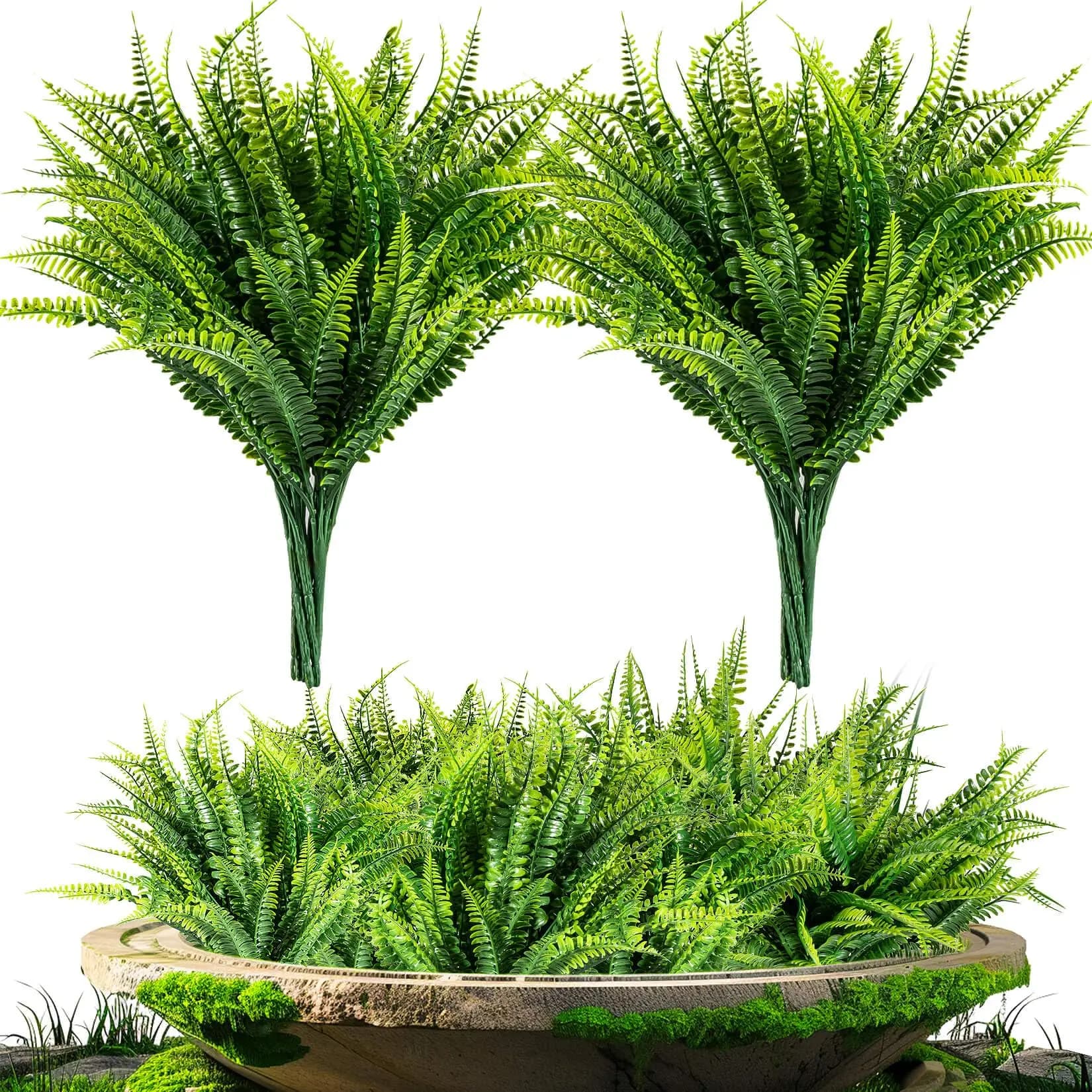 12 Pezzi Piante Artificiali Finta Felce di Boston, Resistenti ai Raggi UV, in Plastica, per Giardino, Portico, Interni e Decorazioni Cimiteriali