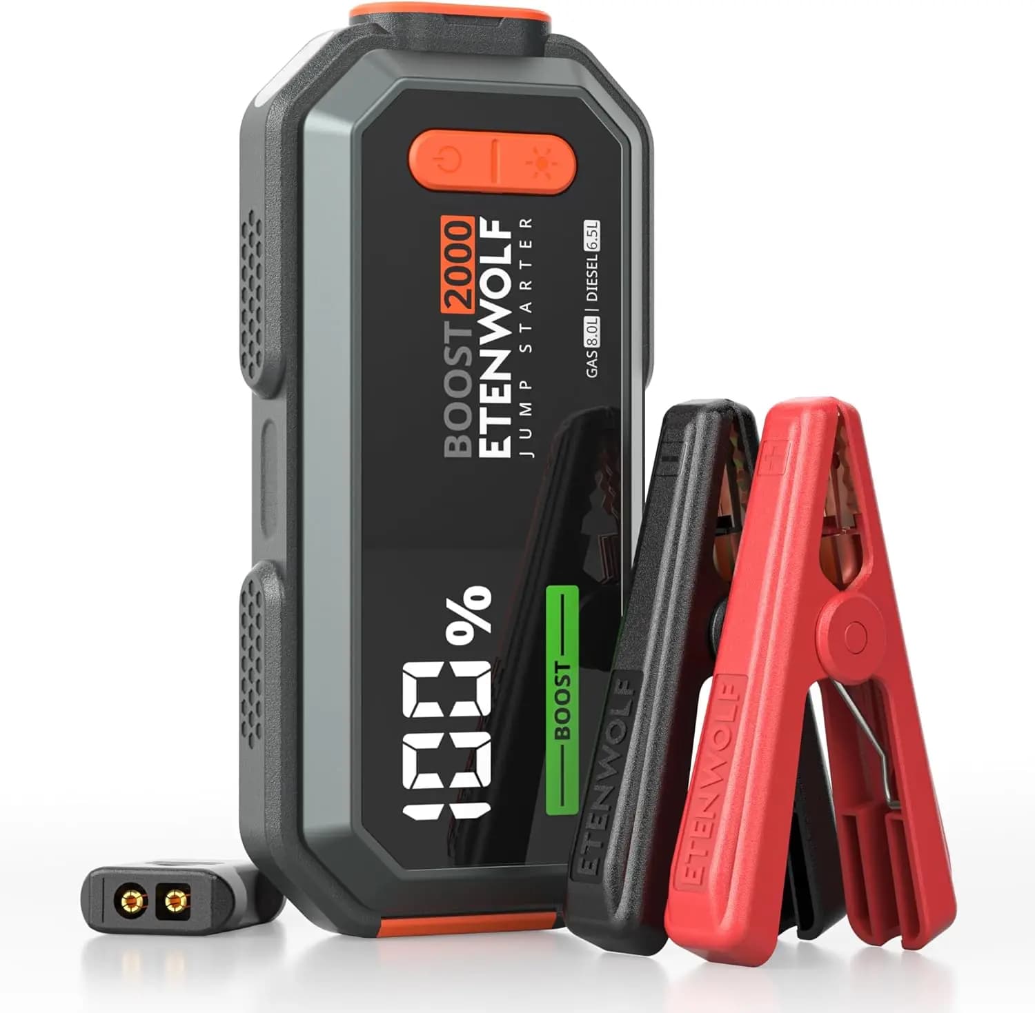 Avviatore di Emergenza Portatile per Auto 2000A Peak per Motori Benzina/Diesel, Power Bank USB-C con Luce LED