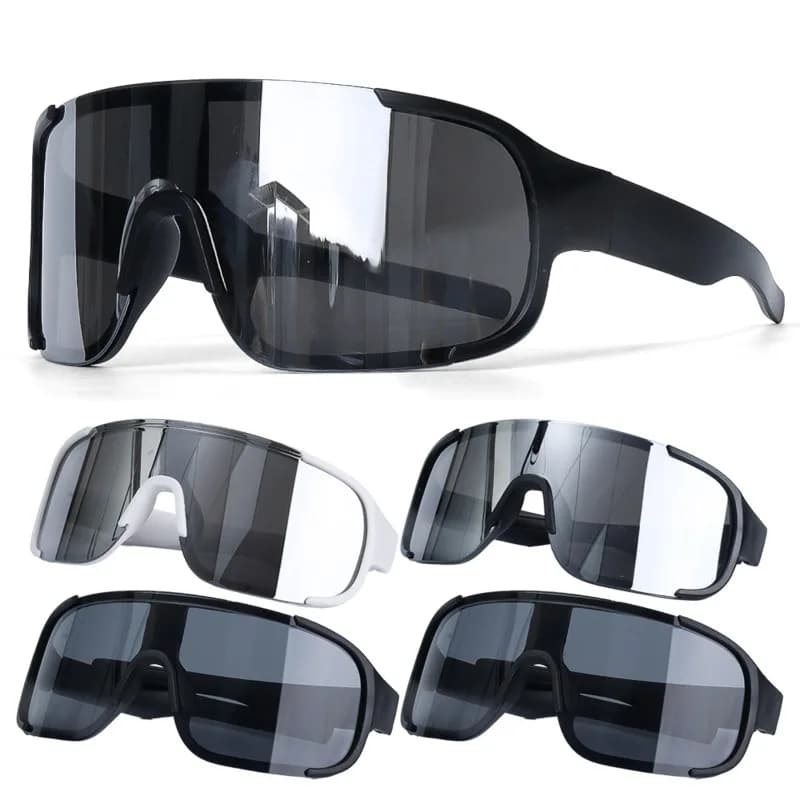 Occhiali da sole antivento Occhiali da sole sportivi Occhiali da ciclismo da sci con montatura oversize nera per attrezzature da moto da ciclismo all'aperto