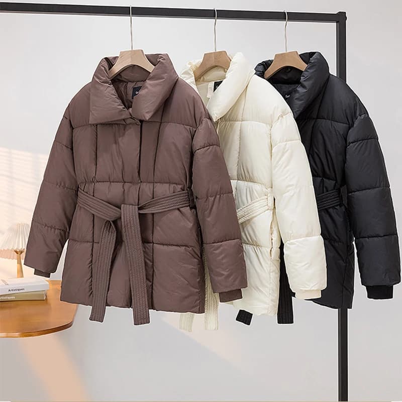 2024 Con una giacca da donna giacca invernale da donna Parka solido addensare caldo cappotto da neve femminile imbottito in cotone capispalla