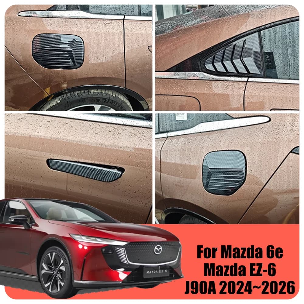 Per Mazda 6e EZ-6 J90A 2024 ~ 2026 2025 Maniglie per porte in fibra di carbonio per auto, feritoie posteriori, accessori per coperchio serbatoio carburante/scatola elettrica